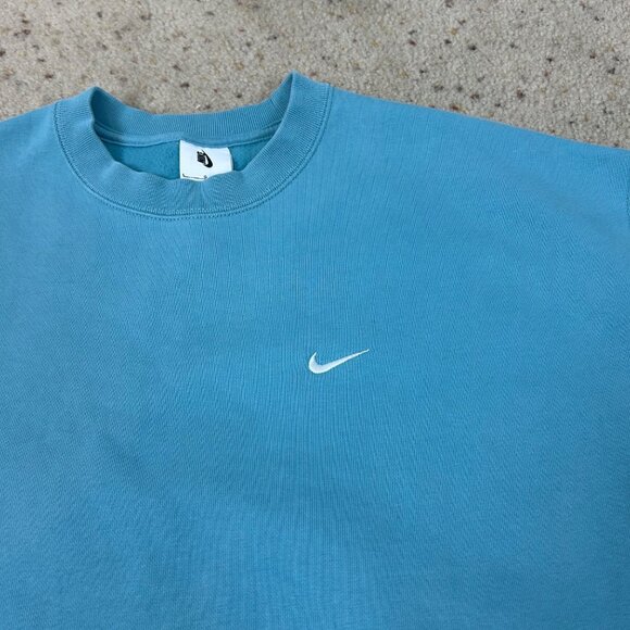 Nike Lab Solo Swoosh Heavyweight Sweatshirt Blue Fleece Lined Size Large Men's - Picture 2 of 4